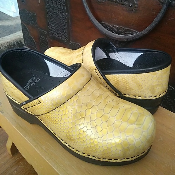 snakeskin clogs